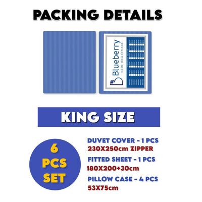 6 Pieces King Size Bed Sheet Set With Duvet Cover Bedding Set - Navy Blue