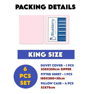 6 Pieces King Size Bed Sheet Set With Duvet Cover Bedding Set - Pink