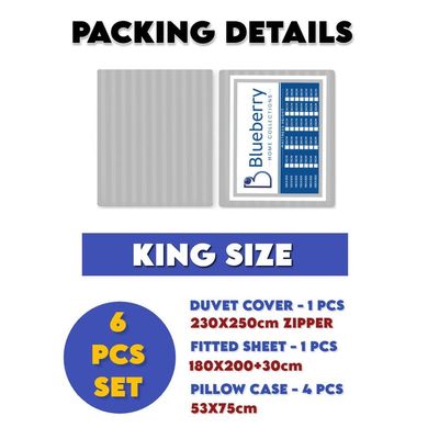 6 Pieces King Size Bed Sheet Set With Duvet Cover Bedding Set - Silver