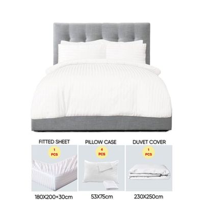 6 Pieces King Size Bed Sheet Set With Duvet Cover Bedding Set - White