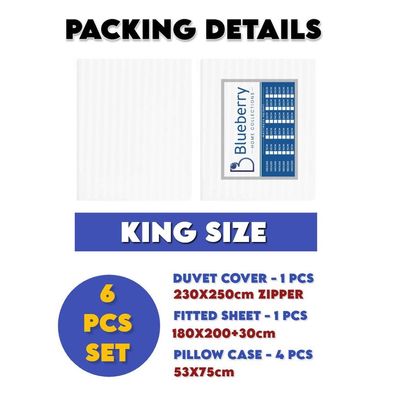 6 Pieces King Size Bed Sheet Set With Duvet Cover Bedding Set - White