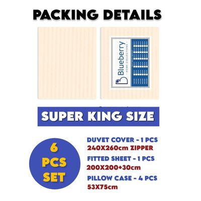 6 Pieces Super King Bed Sheet Set With Duvet Cover Bedding Set - Gold