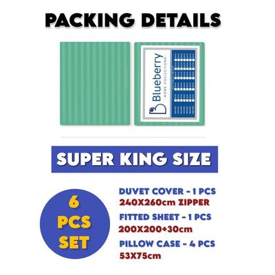 6 Pieces Super King Bed Sheet Set With Duvet Cover Bedding Set - Green