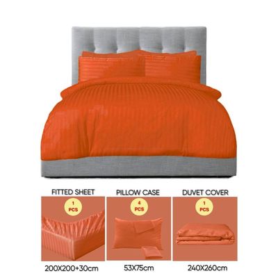 6 Pieces Super King Bed Sheet Set With Duvet Cover Bedding Set - Red