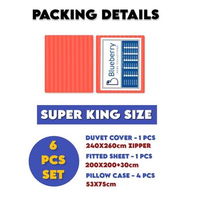 6 Pieces Super King Bed Sheet Set With Duvet Cover Bedding Set - Red