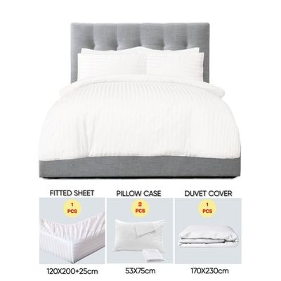 4 Pieces Single Size Bedding Cover Set - White