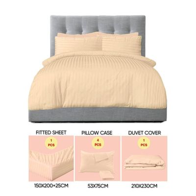 6 Pieces Queen Size Bedding Cover Set - Gold