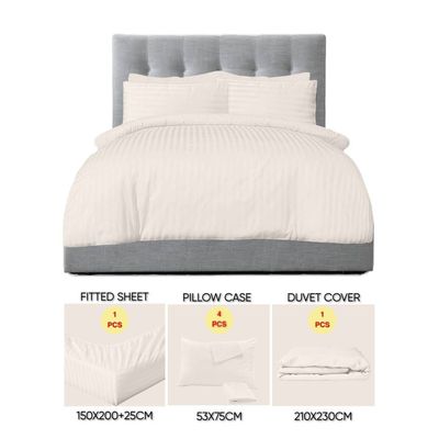 6 Pieces Queen Size Bedding Cover Set - Ivory