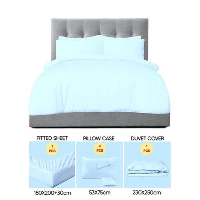 6 Pieces King Size Bedding Cover Set - Sky Blue