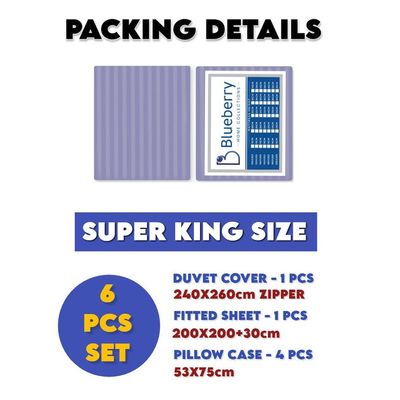 6 Pieces Super King Size Bedding Cover Set - Purple