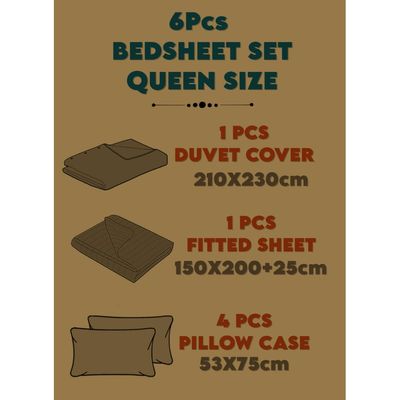6 Pieces Queen Size Duvet Cover Set with Fitted sheet and Pillowcases - White
