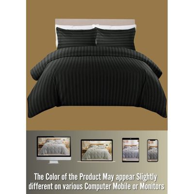 6 Pieces King Size Duvet Cover Set with Fitted sheet and Pillowcases - Black