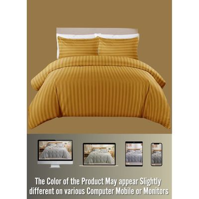 6 Pieces King Size Duvet Cover Set with Fitted sheet and Pillowcases - Gold