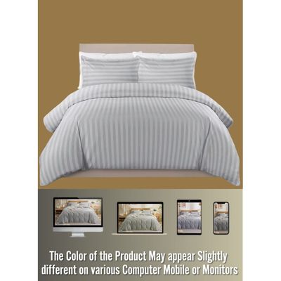 6 Pieces King Size Duvet Cover Set with Fitted sheet and Pillowcases - Silver