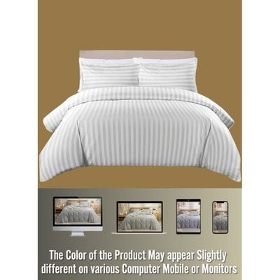6 Pieces Super King Size Duvet Cover Set with Fitted sheet and Pillowcases - White