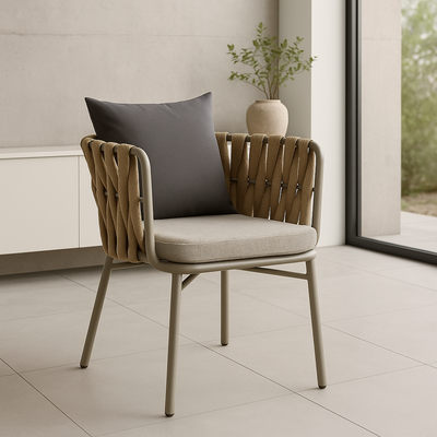 Alhawa Modern Stylish Outdoor Lounge Armchair Weather-Resistant Patio Sofa Chair for Balcony, Garden, and Backyard
