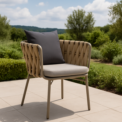 Alhawa Modern Stylish Outdoor Lounge Armchair Weather-Resistant Patio Sofa Chair for Balcony, Garden, and Backyard