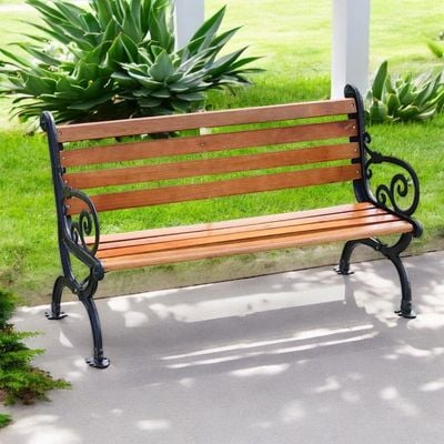 Wooden Twist Bruxz Curved Design Weather-Resistant Outdoor Bench for Garden, Terrace & Park Seating