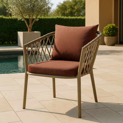 Suzx Modern Stylish Outdoor Lounge Armchair Weather-Resistant Patio Sofa Chair for Balcony, Garden, and Backyard