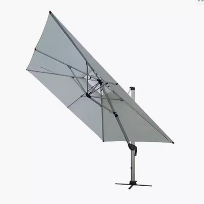 Wooden Twist Sunshade Aluminium Garden Umbrella with Rotating Handle Stylish Outdoor Patio Decor and UV-Resistant Canopy Off-White (3 x 4 Meter)