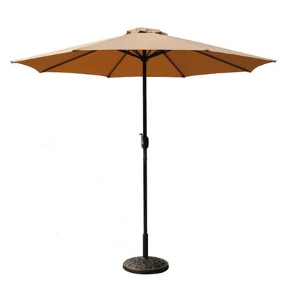 Wooden Twist Velcro Round Outdoor Umbrella with Rotating Handle UV-Resistant Canopy for Patio & Garden Valet Parking