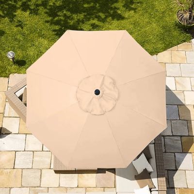 Wooden Twist Velcro Round Outdoor Umbrella with Rotating Handle UV-Resistant Canopy for Patio & Garden Valet Parking