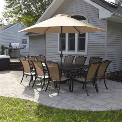 Wooden Twist Velcro Round Outdoor Umbrella with Rotating Handle UV-Resistant Canopy for Patio & Garden Valet Parking