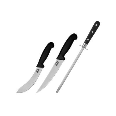 Samura Butcher Set Of 2 Kitchen Knives: Skinning Knife, Butcher Knife And Honing Rod(Bag Included)