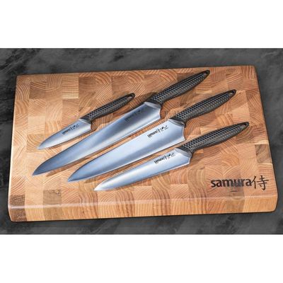 Samura Golf Set Of 4 Kitchen Knives: Paring Knife, Utility Knife, Slicing Knife, Chef'S Knife.