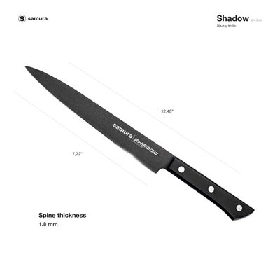 Samura Shadow Slicing Knife With Black Non-Stick Coating 7.7"/196 Mm