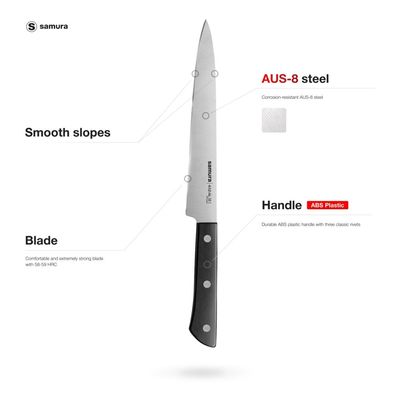 Samura Harakiri Slicing Knife 7.7"/196 Mm, Black