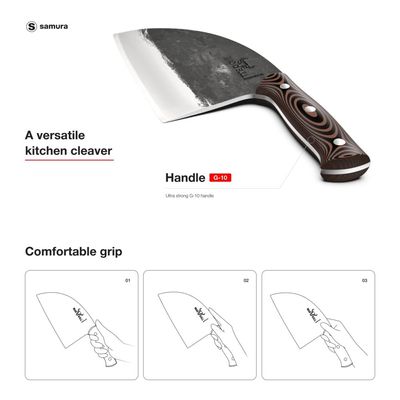 Samura Mad Bull Serbian Chef’S Knife With Black & Red Handle, 7.0"/ 180 Mm