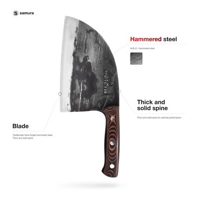 Samura Mad Bull Serbian Chef’S Knife With Black & Red Handle, 7.0"/ 180 Mm