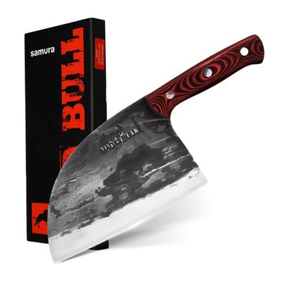 Samura Mad Bull Serbian Chef’S Knife With Black & Red Handle, 7.0"/ 180 Mm