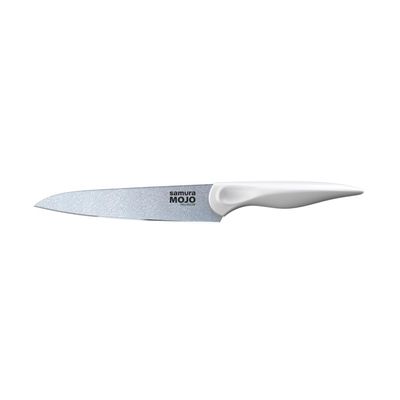 Samura Mojo Knife Block Set 8Pcs White: Paring, Utility, Fillet, Bread, Chef'S Knives, Honing Rod, Scissors, Wooden Knife Block