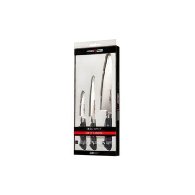 Samura Pro-S Set Of 3 Kitchen Knives: Paring Knife, Utility Knife, Chef'S Knife