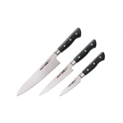 Samura Pro-S Set Of 3 Kitchen Knives: Paring Knife, Utility Knife, Chef'S Knife