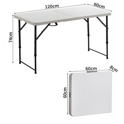 Jeffcoco Furniture Outdoor Camping Table,Heavy Duty Plastic Outdoor Folding Picnic Table,Folding Trestle Table (1.2M White)