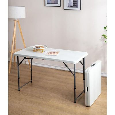 Jeffcoco Furniture Outdoor Camping Table,Heavy Duty Plastic Outdoor Folding Picnic Table,Folding Trestle Table (1.2M White)