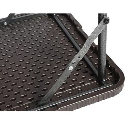 Jeffcoco Furniture Wood Design Outdoor Camping Table,Heavy Duty Plastic Outdoor Folding Picnic Table,Folding Trestle Table (1.2M Brown)
