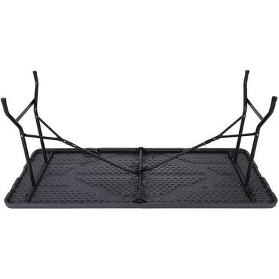 Jeffcoco Furniture Outdoor Camping Table,Heavy Duty Plastic Outdoor Folding Picnic Table,Folding Trestle Table (1.8M black,wood)