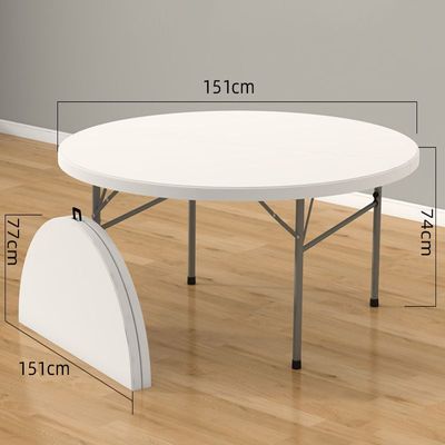 Jeffcoco Furniture Portable Plastic Folding Table Dia 150cm Round for 8-10 Person for Party/Picnic/Garden/Dining/Kitchen/Buffee/Restaurant (1.5m)