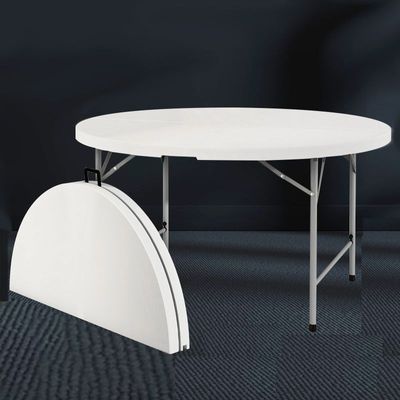 Jeffcoco Furniture Portable Plastic Folding Table Dia 160cm Round for 8-10 Person for Party/Picnic/Garden/Dining/Kitchen/Buffee/Restaurant (1.6m)