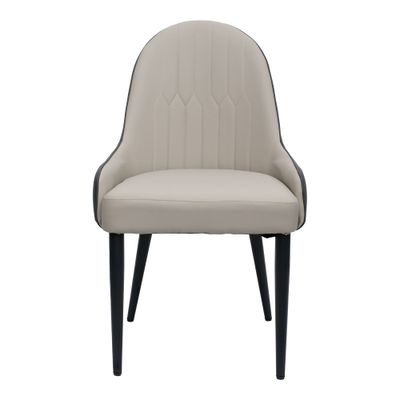 Jeffcoco Furniture,Grey Luxury Dining Chair,Italy Design,Reading Chair,Desk Chair For Relax Indoor,Grey Frame Leather Seat Chair For Home Office Furniture