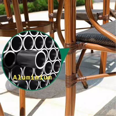 Jeffcoco Furniture Garden Dining Chair Outdoor Desk Chair Patio Balcony Dinner Chair Poly Rattan Restaurant,Coffee Shop (Black Chair)