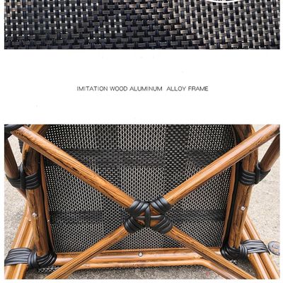 Jeffcoco Furniture Garden Dining Chair Outdoor Desk Chair Patio Balcony Dinner Chair Poly Rattan Restaurant,Coffee Shop (Black Chair)