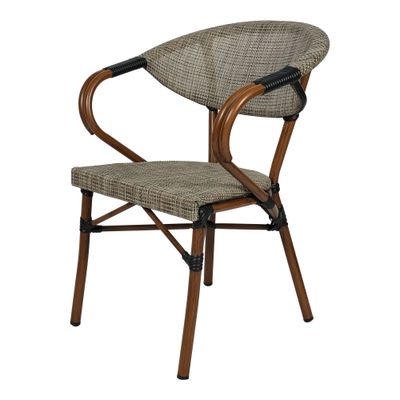 Jeffcoco Furniture Garden Dining Chair Outdoor Desk Chair Patio Balcony Dinner Chair Poly Rattan Restaurant,Coffee Shop (Beige Chair)