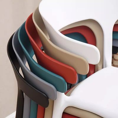 Jeffcoco Furniture Modern Mid Century Premium Plastic Chair,Curved Back Dining Chairs For Kitchen Garden Lounge Meeting Room,1pcs Red