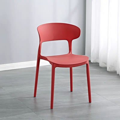 Jeffcoco Furniture Modern Mid Century Premium Plastic Chair,Curved Back Dining Chairs For Kitchen Garden Lounge Meeting Room,1pcs Red