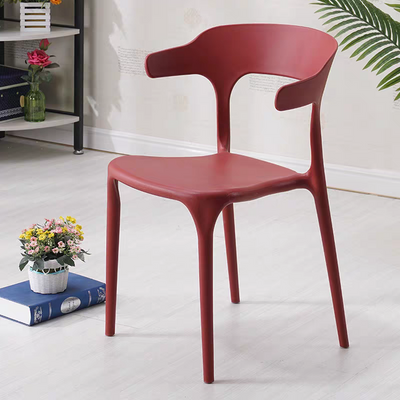 Jeffcoco Furniture Modern Mid Century Premium Plastic Chair,Curved Back Dining Chairs For Kitchen Garden Lounge Meeting Room,1pcs Red